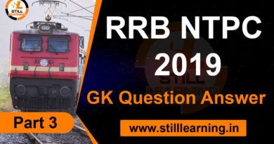 RRB NTPC 2019 GK Question Answer